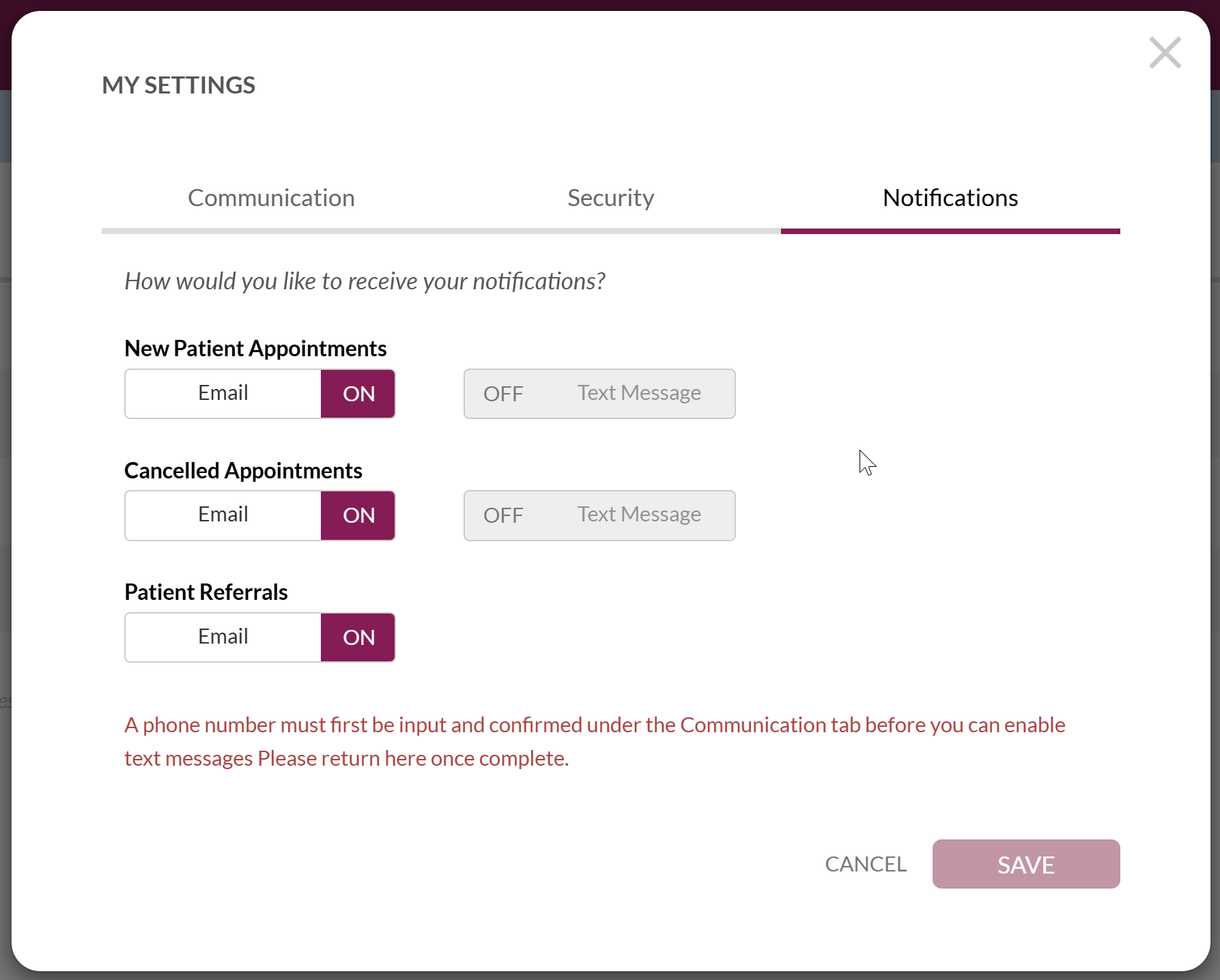 Managing Provider Communication Methods, Notifications, and MFA Preferences