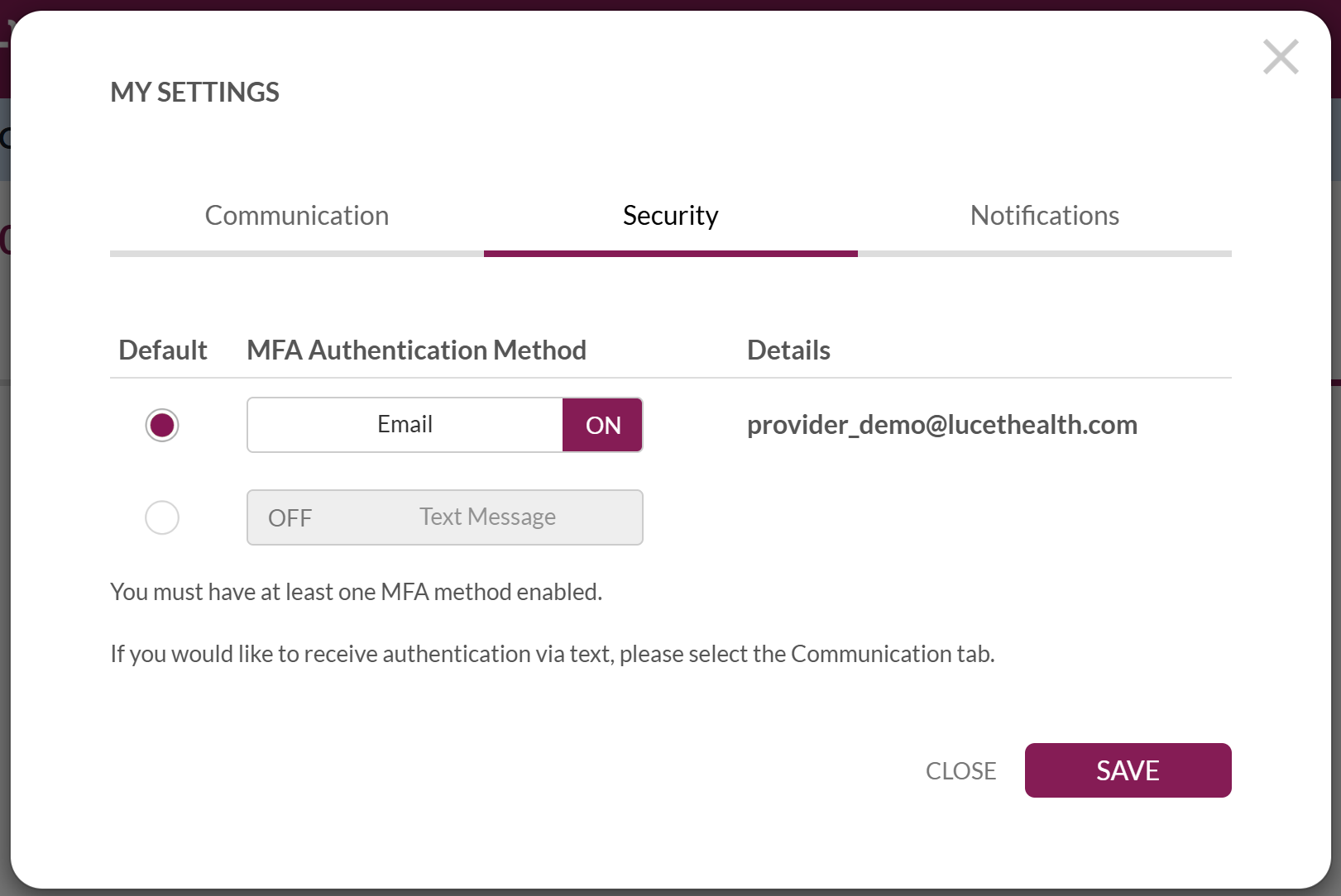 Managing Provider Communication Methods, Notifications, and MFA Preferences